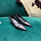 GG Pointed-Toe Slingback Black Leather 741256