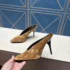 GG High-Heeled Mule 10.5cm Brown Velvet 741289