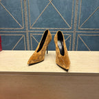 GG High-Heeled Pump 10.5cm Brown Velvet 741293