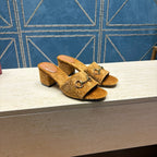GG 26ss Chunky Heel Sandals 55 Brown Velvet 741299
