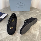 Pra 26s Ballet Flat Black Leather Fabric 635156