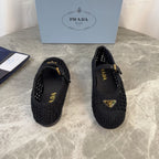 Pra 26s Ballet Flat Black Leather Fabric 635156