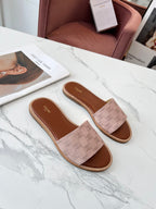 Celine 25C Slippers Pink Pastel Monagram Silk with Calfskin 238146