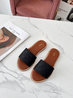 Celine 25C Slippers Black Monagram Silk with Calfskin 238147