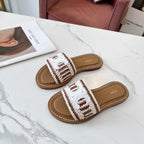 Celine 25C Slippers Beige mix Brown Fabric with Calfskin 238160