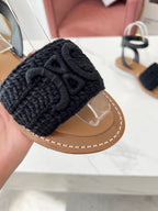 Celine 25C Lympia Sandal Black Fabric with Calfskin 238176