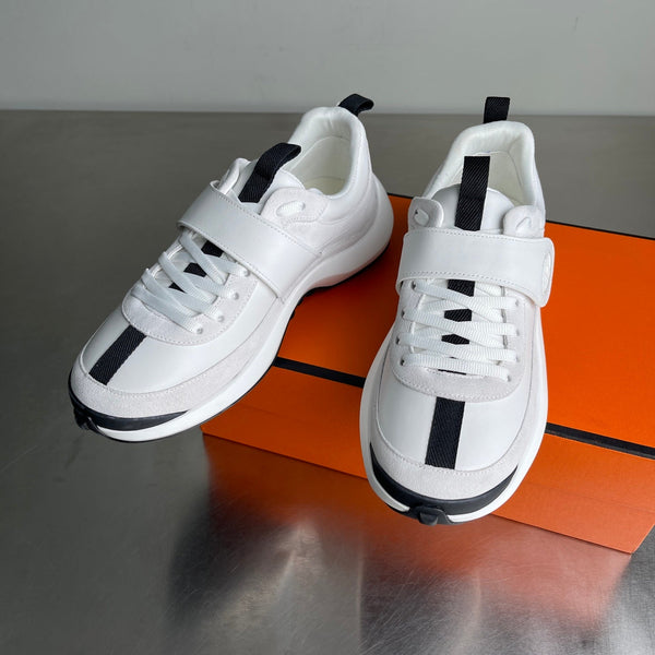 HM Men's Loop Sneaker White Calfskin Suede 741464
