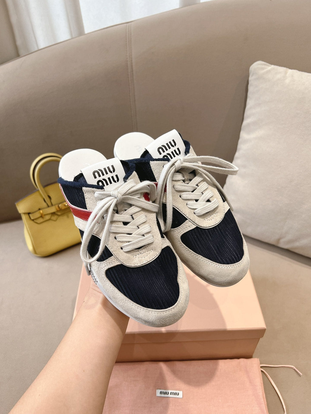 Miu x NB 530 SL Mules Black Grey Mesh Suede 642507