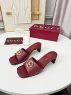 GG 2026 Early Spring Sandals Burgundy Sheepskin 688531