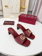 GG 2026 Early Spring Sandals Burgundy Sheepskin 688531