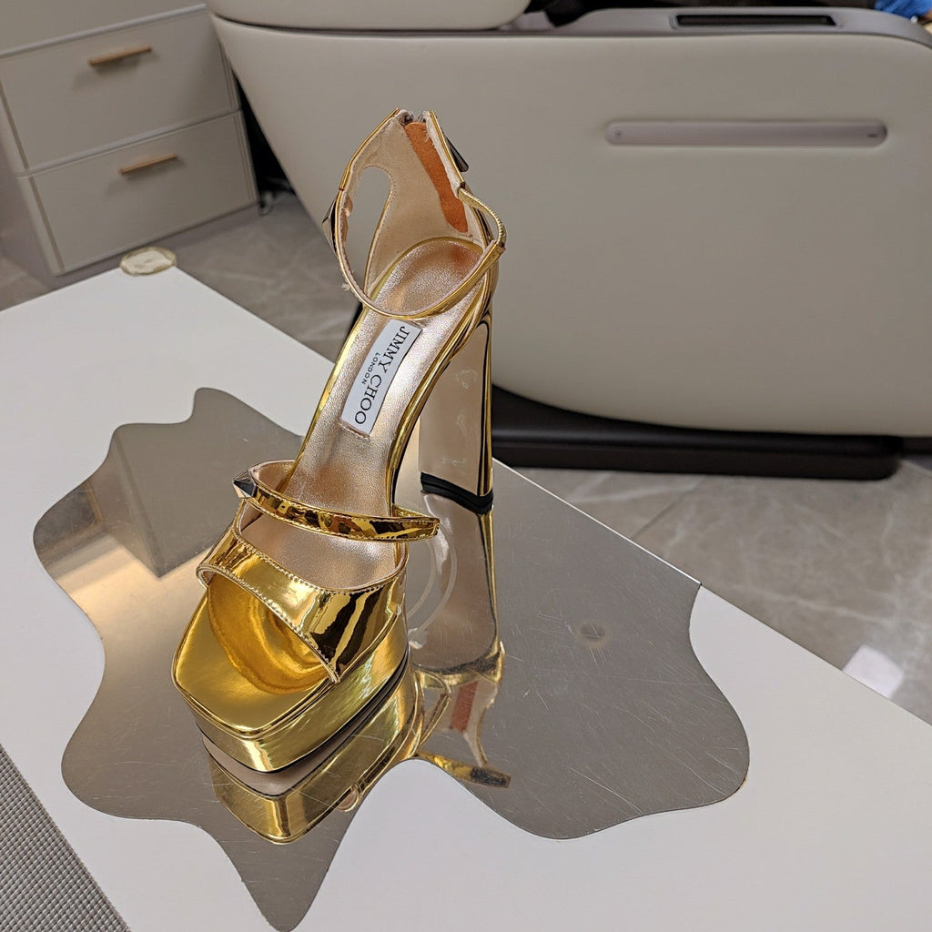 Jimmy 25 Platform Sandal Heels Gold   TPU Material 240010