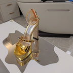 Jimmy 25 Platform Sandal Heels Gold   TPU Material 240010