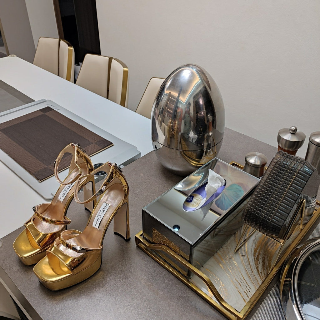 Jimmy 25 Platform Sandal Heels Gold   TPU Material 240010