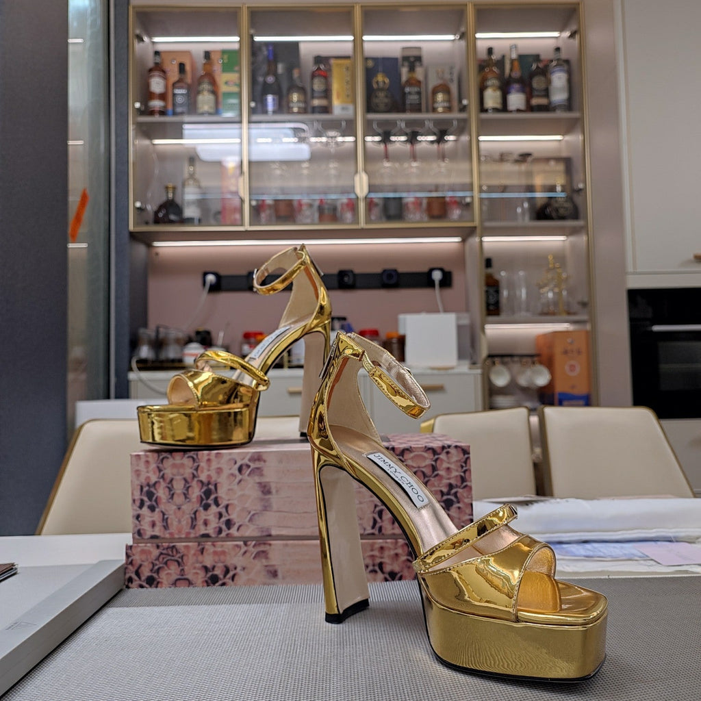 Jimmy 25 Platform Sandal Heels Gold   TPU Material 240010