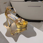 Jimmy 25 Platform Sandal Heels Gold   TPU Material 240010