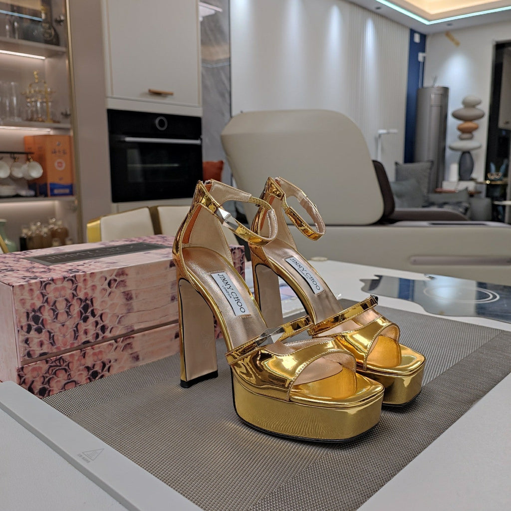 Jimmy 25 Platform Sandal Heels Gold   TPU Material 240010