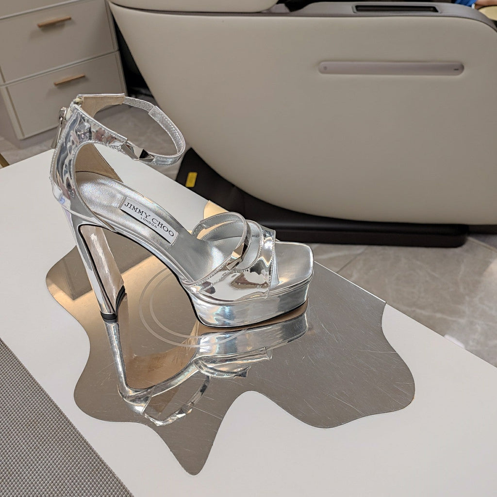 Jimmy 25 Platform Sandal Heels Silver   TPU Material 240008