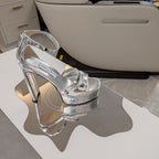 Jimmy 25 Platform Sandal Heels Silver   TPU Material 240008