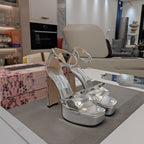 Jimmy 25 Platform Sandal Heels Silver   TPU Material 240008