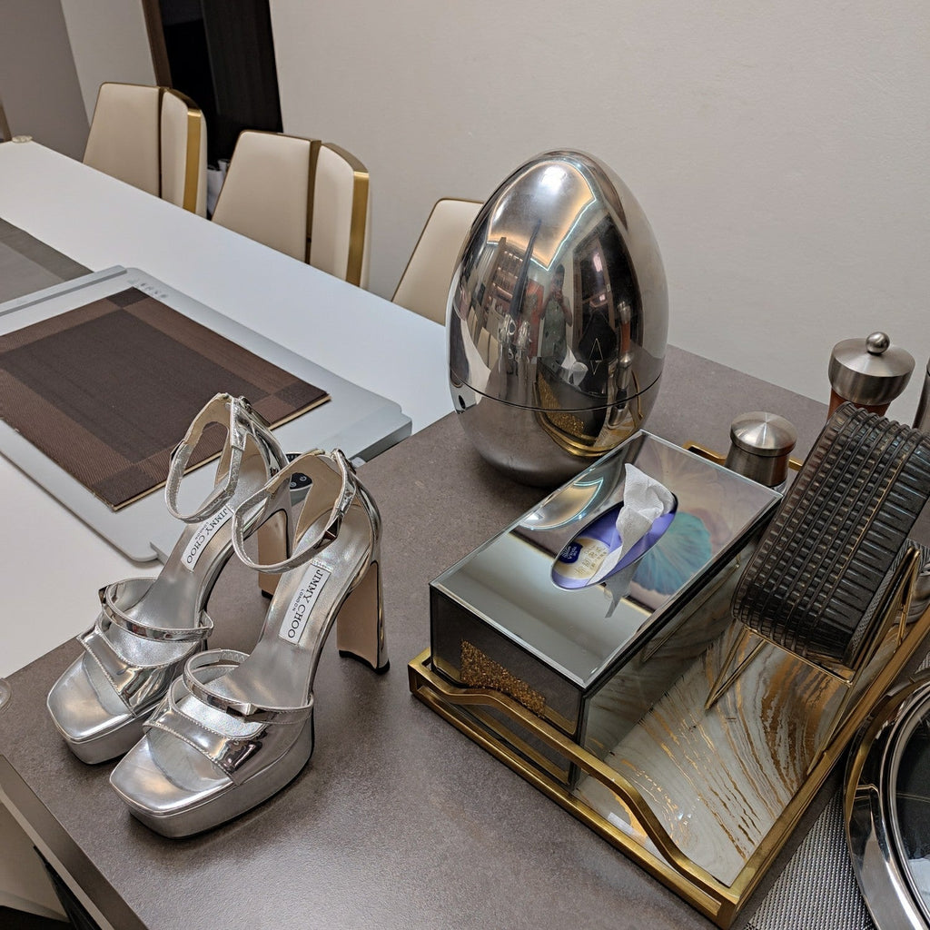 Jimmy 25 Platform Sandal Heels Silver   TPU Material 240008