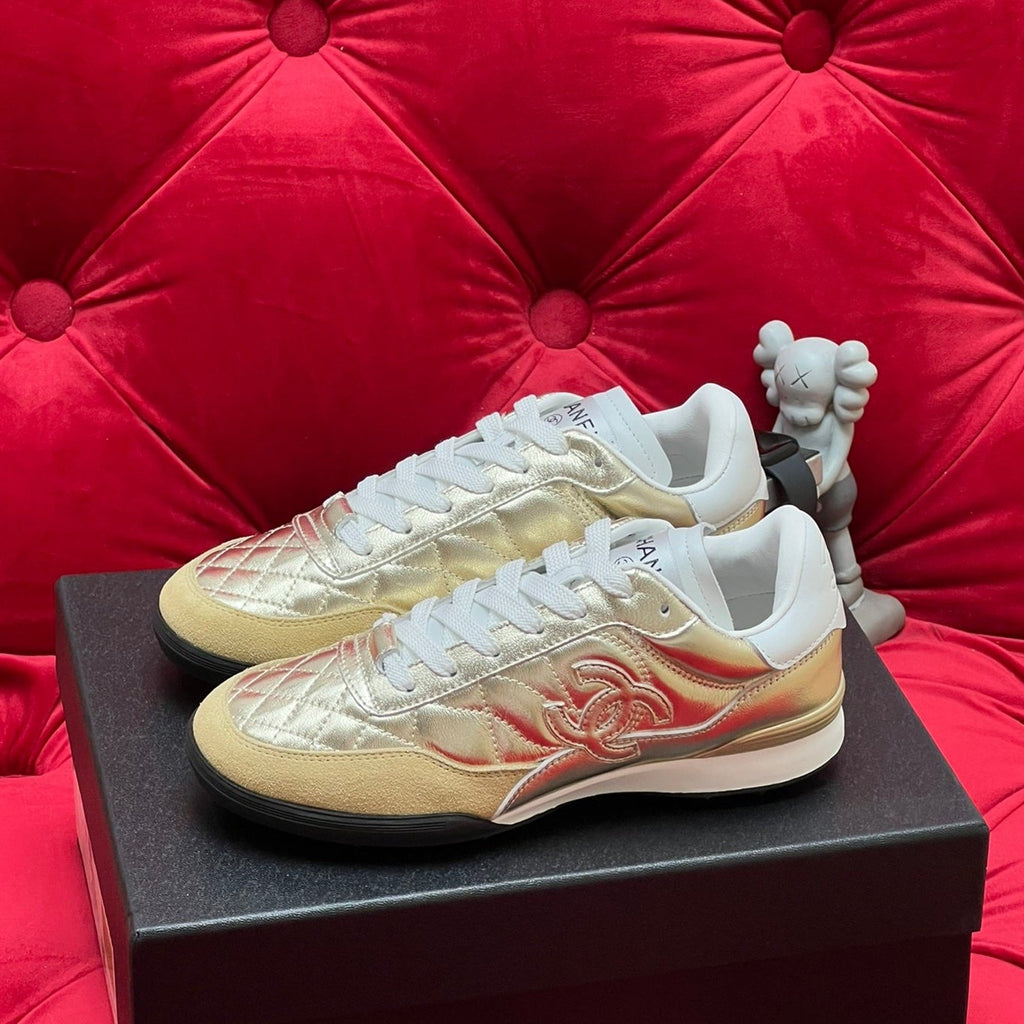 cc low sneaker gold metalic quilted calfskin