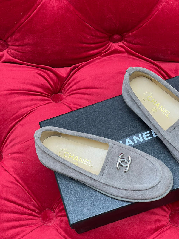 CC Moccasins Grey Suede And Lambskin
