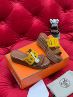 HM Lthea Espadrille Brown Chocolate Mix Yellow Suede And Jute Rope 969492