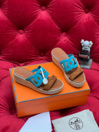 HM Lthea Espadrille Brown Mix Blue Suede And Jute Rope 969490