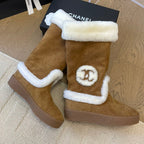 HIGH BOOTS IN CIDER BROWN SUEDE AND FLEECE LINING