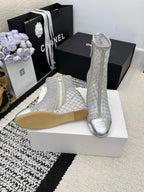 CC 26 Wedge Heel Boot Silver Mesh Leather 588856