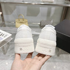 CC Sneaker White Fabric And Lambskin
