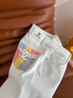 CC 25 Flared Jean White Elastic Fabric