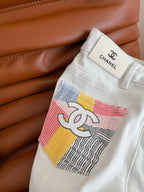 CC 25 Flared Jean White Elastic Fabric
