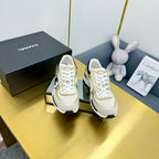 cc womens sneaker in light gold wool tweed gold calfskin and beige suede calfskin 137569