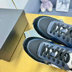 cc womens sneaker in black wool tweed navy blue calfskin and black suede calfskin 137571