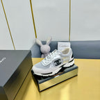 cc womens sneaker in grey wool tweed silver calfskin and beige suede calfskin 137575