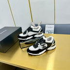 cc womens sneaker in white wool tweed silver calfskin and black suede calfskin 137577