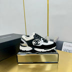 cc womens sneaker in white wool tweed silver calfskin and black suede calfskin 137577