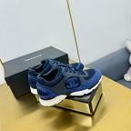 cc womens sneaker in blue wool tweed and suede 137619