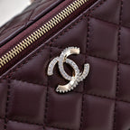 CC 24K Vanity Top Handle 17cm Burgundy Lambskin Silver Hardware