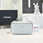 CC 26s Vanity Case Light Blue Pastel Quilted Lambskin 286287