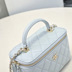 CC 26s Vanity Case Light Blue Pastel Quilted Lambskin 286287