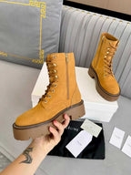 Celine 25s Triomphe Rangers Mid Lace-Up Boot Brown Suede