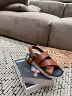 ELECTRIC SANDAL BLACK MIX CARAMEL CALFSKIN
