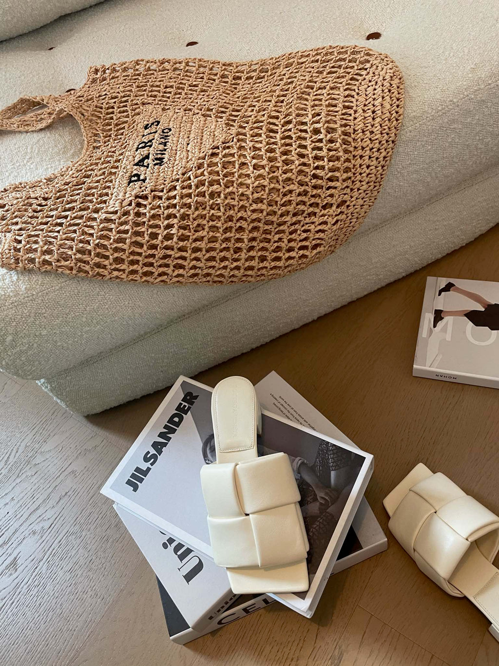 patch mule 35 white lambskin
