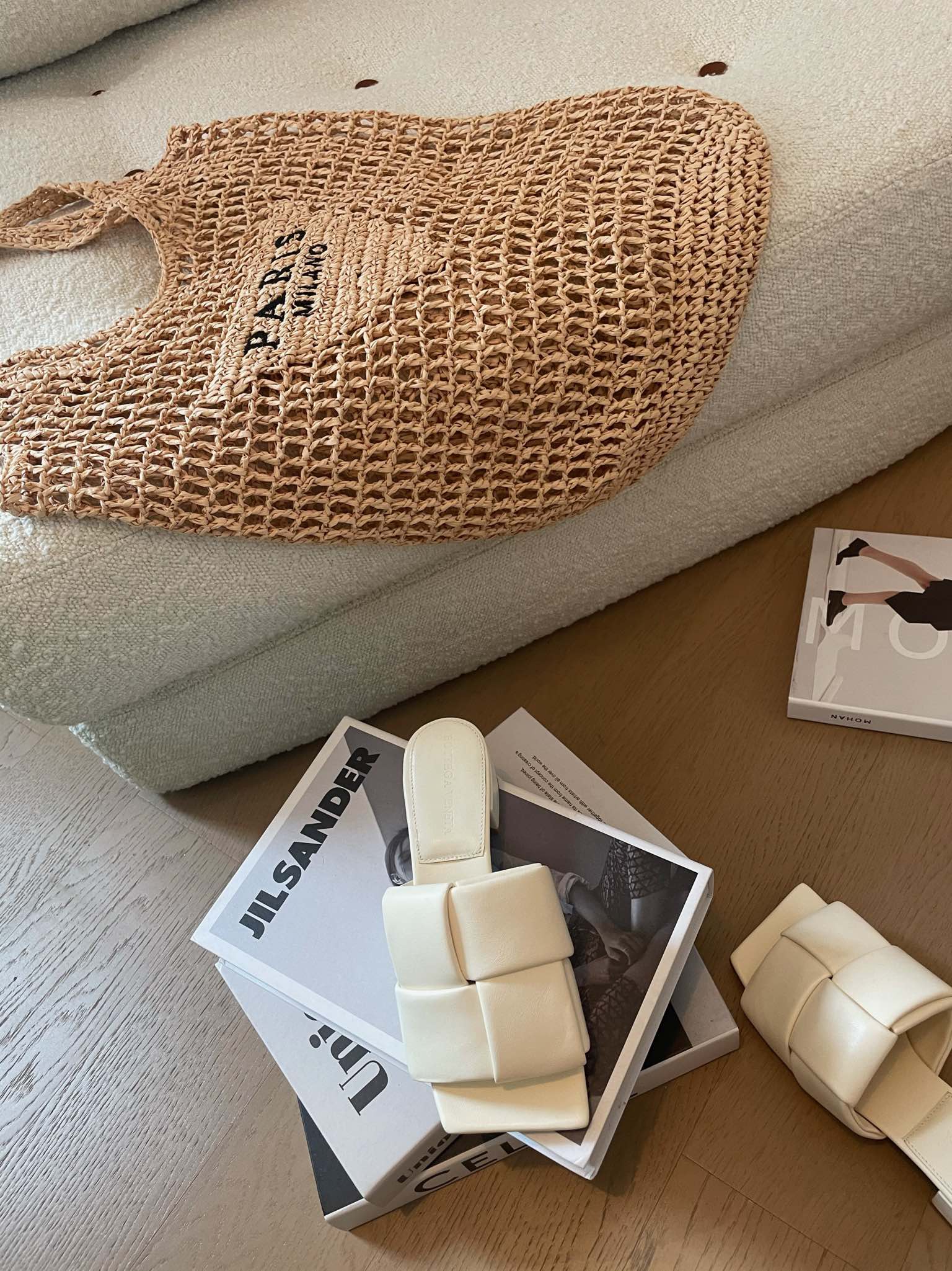 patch mule 35 white lambskin