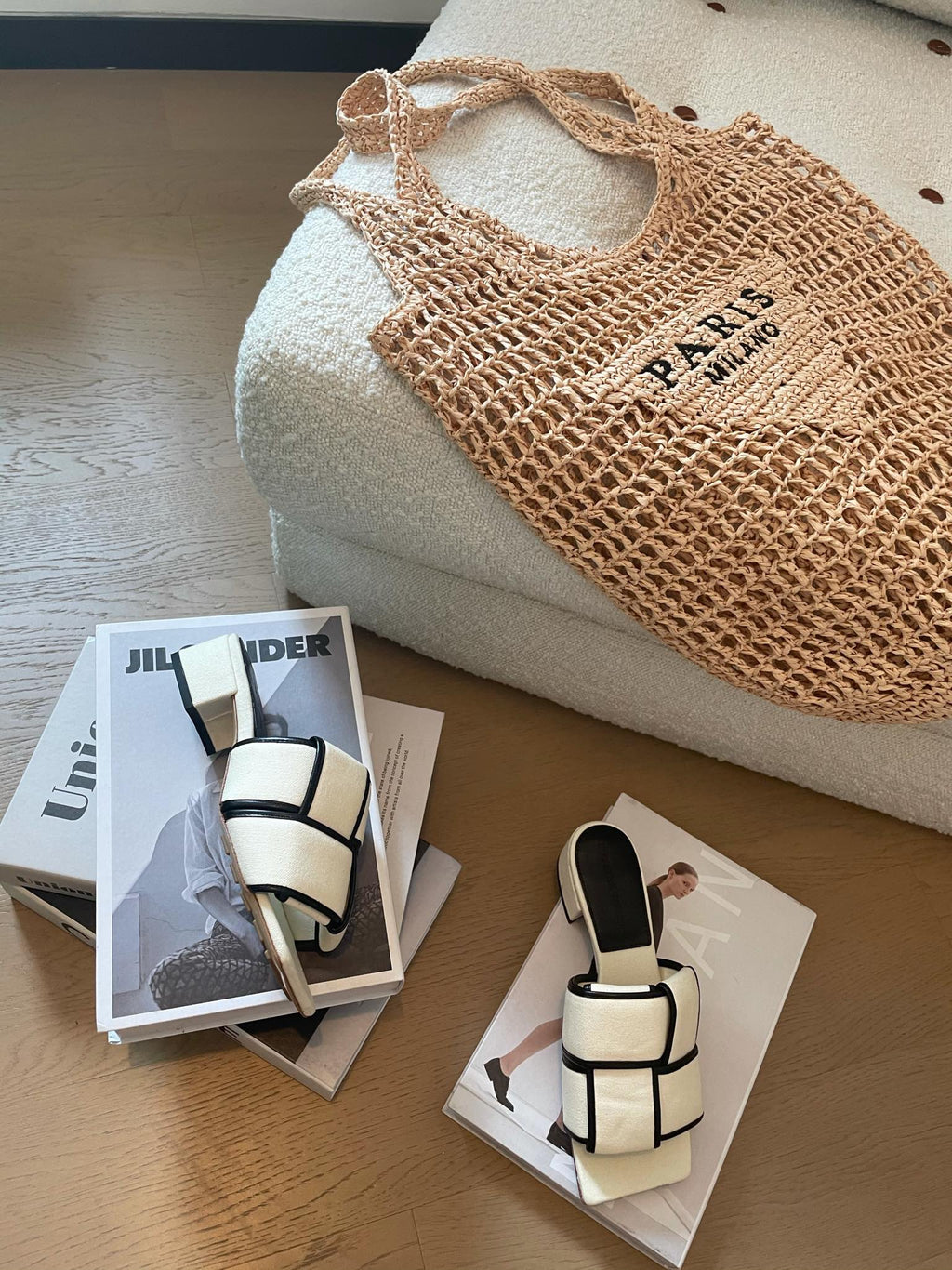 patch mule 35 white black cotton