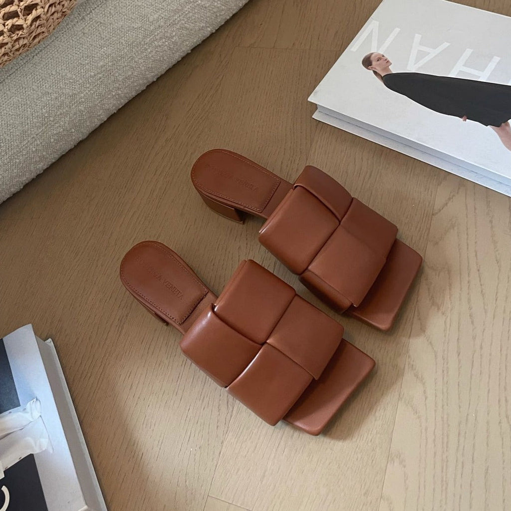 patch mule 35 brown lambskin
