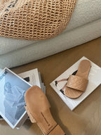 amy flat mule nude lambskin