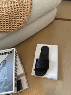 amy flat mule black lambskin